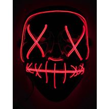 Maschera Led Luminosa Rossa Adulto - Fluo + Uv - Rosso - Taglia Unica