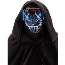 Maschera Led Notte Dell'orrore Per Adulto - Fluo + Uv - Nero - Taglia Unica
