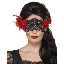 Mascherina Di Pizzo Dia De Los Muertos Adulto - Magia E Orrore - Nero - Taglia Unica