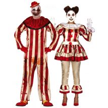 Costume Di Coppia Clown Terrificanti Adulto - Magia E Orrore - Rosso - Taglia Unica