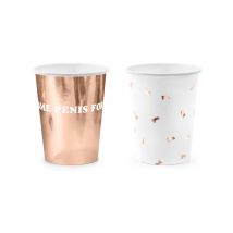 6 Bicchieri Di Cartone Same Penis Forever Oro Rosa 220 Ml - Umorismo - Rosa - Taglia Unica
