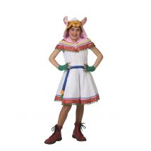 Costume Da Peruviano Per Bambina - Animali - Grigio, bianco - 6 - 8 anni (116 cm)