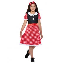 Costume Da Topolina Rosso Per Bambina - Eroi E Cattivi Leggendari - Multicolore - 7 - 9 anni (130/143 cm)