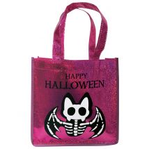 Borsa Con Paillettes Rosa Con Pipistrello Scheletro - Magia E Orrore - Rosa - Taglia Unica