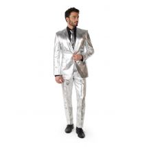 Costume Mr. Shiny Silver Opposuits Per Uomo - Strass E Paillettes - Argento - XL (58)