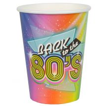 10 Bicchieri In Cartone Anni '80 - Anni 80 Fluo - Multicolore - Taglia Unica
