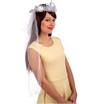 Diadema Argentato Con Velo - Argento - Taglia Unica