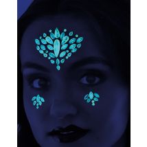 Tatuaggi Adesivi Fosforescenti Donna - Fluo + Uv - Verde - Taglia Unica