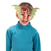 Mezza Maschera Drago Bambino - Animali - Verde - Taglia Unica