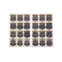 24 Adesivi Con Distintivo Della Polizia Blu E Oro 4 Cm - Uniformi - Blu - Taglia Unica