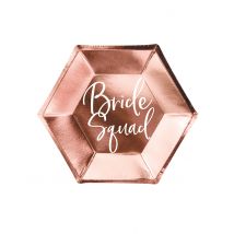 6 Piatti Di Carta Bride Squad Oro Rosa 23 Cm - Rosa - Taglia Unica