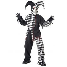 Costume Da Giullare Diabolico Bianco E Nero Per Bambini - Black And White - Nero - 10/12 anni (148 cm)