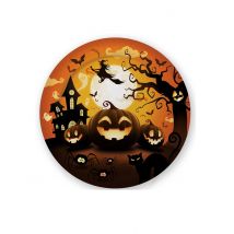 6 Piatti Di Carta A Tema Zucca Di Halloween 23 Cm - Magia E Orrore - Arancione
