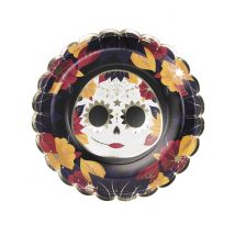 8 Piattini Usa E Getta Dia De Los Muertos - Magia E Orrore - Multicolore