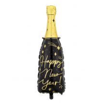 Palloncino Bottiglia Gigante In Alluminio Happy New Year 98 Cm - Gonfiabili - Nero