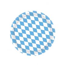 8 Piatti Di Carta A Tema Festa Della Birra - Bavarese - Grigio, Bianco