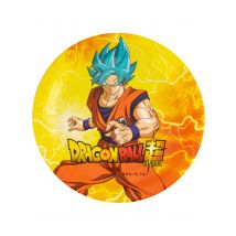 8 Piatti In Cartone Dragon Ball Z 23 Cm - Eroi E Cattivi Leggendari - Giallo