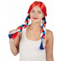 Parrucca Con Treccie Blu, Bianca E Rossa - Tifosi - Blu