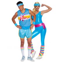 Costume Di Coppia Barbie E Ken Aerobica Per Adulti - Eroi E Cattivi Leggendari - Blu - Taglia Unica