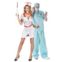 Costume Di Coppia Dottore E Infermiera Per Adulti - Uniformi - Grigio, bianco - Taglia Unica