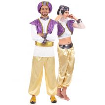 Costume Di Coppia Da Sultano E Danzatrice Del Ventre Per Adulti - Popoli Del Mondo - Oro - Taglia Unica