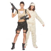 Costume Di Coppia Archeologa E Mummia Per Adulti - Personaggi E Cosplay - Grigio, bianco - Taglia Unica