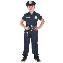 Costume Da Poliziotto A Maniche Corte Per Bambino - Uniformi - Blu - S 4-6 anni (110-120 cm)