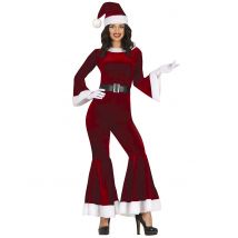Costume Tuta In Velluto Mamma Natale Per Donna - Personaggi Di Natale - Rosso - M (42-44)