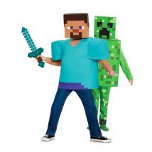 Costume Da Coppia Minecraft Per Bambini - Eroi E Cattivi Leggendari - Blu - Taglia Unica