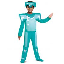 Costume Classico Armatura Di Diamanti Minecraft Per Bambino - Videogiochi - Blu - 4-6 anni (109-124 cm)