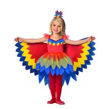 Costume Da Pappagallo Colorato Per Bambina - Animali - Multicolore - 5-6 anni (110-116 cm)