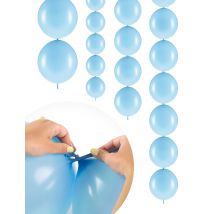 20 Palloncini Gonfiati Blu Pastello Da Legare Insieme 28 Cm - Circo - Clowns - Blu