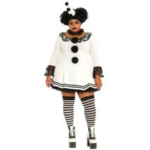 Costume Da Pierrot Bianco Sexy Per Donna Taglie Forti - Sexy - Nero - XXXL/XXXXL
