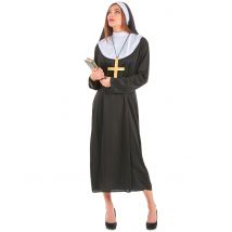 Religieuze nonnen outfit voor dames - Thema: Religie - Zwart - Maat M