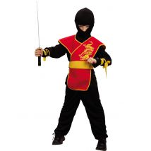 Draak ninjakostuum voor jongens - Thema: Werelddelen - Zwart - Maat S 110/122 (4-6 jaar)