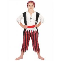 Zwart en rood piraten kostuum voor jongens - Thema: Piraten - Rood - Maat S 110/122 (4-6 jaar)
