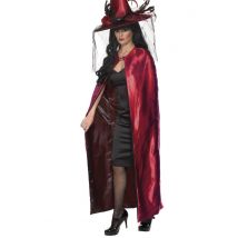 Roze-zwarte omkeerbare cape voor volwassenen - Thema: Magie en Horror - Zwart - Maat One size