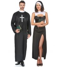 Koppel kostuums van non en priester - Thema: Religie - Gekleurd - Maat Uniek Formaat