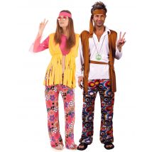Hippie koppelkostuum - Thema: Retro - Gekleurd - Maat Uniek Formaat