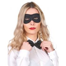 Zwart rond halfmasker voor volwassenen - Thema: Black + White - Zwart - Maat Uniek Formaat