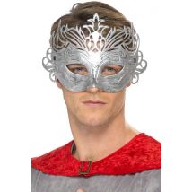 Metal kleurige venetiaanse masker voor volwassen - Thema: Werelddelen - Zilver / Grijs - Maat One size