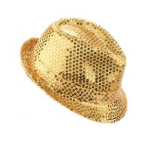 Hoed met goudkleurige lovertjes voor volwassenen - Thema: Retro - Goud - Maat One Size