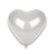 10 witte ballonnen in de vorm van een hart - Grijs, Wit - Maat Uniek Formaat