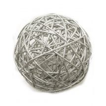 Zilverkleurige rieten decoratie bollen - Thema: Kleuren - Zilver / Grijs - Maat Uniek Formaat
