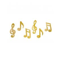Tafelconfetti in de vorm van gouden muzieknoten van hout, 7 gr - Thema: Kleuren - Goud - Maat Uniek Formaat