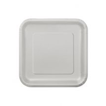 16 kleine zilverkleurige kartonnen borden - Thema: Kleuren - Zilver / Grijs - Maat Uniek Formaat
