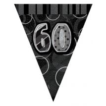 Zwart-grijze vlaggenlijn 60 jaar - Thema: Sfeer decoratie - Zwart - Maat Uniek Formaat