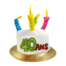 Verjaardagshoed voor volwassenen leeftijd 40 - Thema: Humoristisch - Grijs, Wit - Maat Uniek Formaat