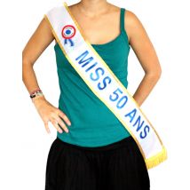 Blauwe Miss-sjerp 50 jaar - Thema: Humoristisch - Blauw - Maat Uniek Formaat