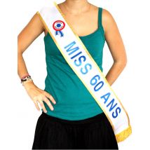 Blauwe Miss-sjerp 60 jaar - Thema: Humoristisch - Blauw - Maat Uniek Formaat